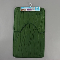 Набор ковриков для ванны и туалета 2 шт 40х50, 50х80 см "Водоросли" цвет зеленый
