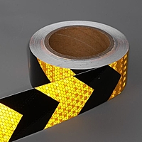 Светоотражающая лента, самоклеящаяся, черно-желтая, 5 см х 15 м