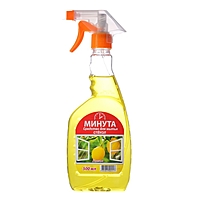 Средство для мытья стёкол и зеркал Минутка "Лимон" с распылителем, 0,5 л