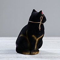 Копилка "Кошка Мурка" флок, чёрная, задувка золото
