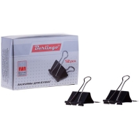 Зажимы для бумаг 51 мм, 12 штук, чёрные