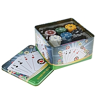 Набор для покера: 120 фишек, колода карт 54 шт., металлическая коробка