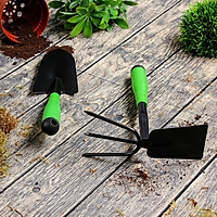 Набор садового инструмента, 2 предмета: мотыжка, совок, длина 35 см, пластиковые ручки