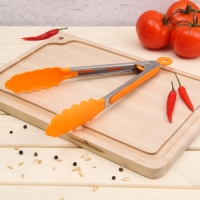 Щипцы гарнирные 23х3,5 см "Лист", цвет МИКС