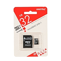 Флеш карта microSDHC Smartbuy 32GB, class 10 + адаптер SD, МИКС