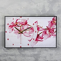 Часы-картина "Орхидеи", 37х60 см  микс