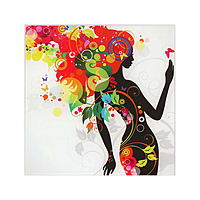 Картина на стекле "Девушка в цветах" листья