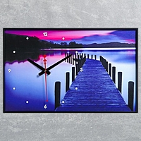 Часы-картина "Пирс на озере", 37х60 см  микс