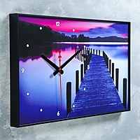 Часы-картина "Пирс на озере", 37х60 см  микс