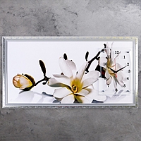 Часы-картина настенные "Ветка с цветами и почками", микс 50х100 см микс