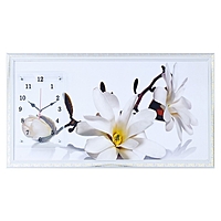 Часы-картина настенные "Ветка с цветами и почками", микс 50х100 см микс