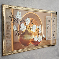 Часы-картина настенные "Две вазы с цветами", 50х100 см микс