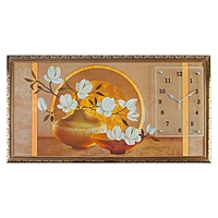 Часы-картина настенные "Две вазы с цветами", 50х100 см микс