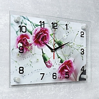 Часы настенные «Розовые гвоздики», 25 × 35 см