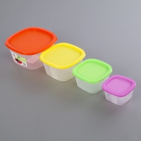 Набор квадратных контейнеров BioFresh, 4 шт: 0,23 л, 0,5 л, 0,9 л, 1,55 л, цвет МИКС