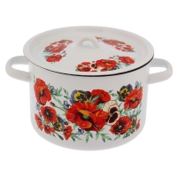 Кастрюля цилиндрическая 4,5 л "Маки. Мечта", цвет белый