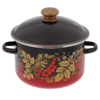 Кастрюля цилиндрическая 4 л "Рябинушка", цвет красно-черный