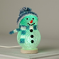 Фигура акрил. "Снеговичок в синем" 10х6 см, 1 LED, USB