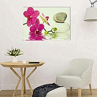 Картина на подрамнике "Орхидея у воды и камней"
