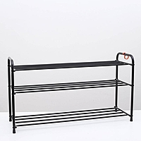 Этажерка для обуви 80 см, 3 яруса, черная