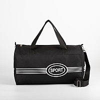 Сумка спортивная на молнии "Полосы", 1 отдел, длинный ремень, чёрная