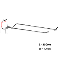 Крючок одинарный с ценникодержателем для перфорированной панели L30, d4,8мм, цвет хром