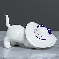 Сувенир "Кот в шляпе" белый