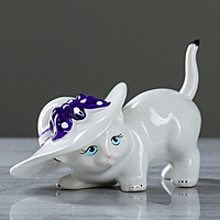 Сувенир "Кот в шляпе" белый
