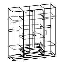 Шкаф Аура 4-х створчатый с ящиками, 2220х1600х500, Венге/Дуб молочный
