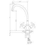 Смеситель для кухни Rossinka Y02-71U двухвентильный хром