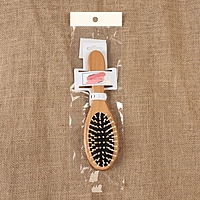 Расчёска массажная, деревянная, овальная, цвет светлое дерево