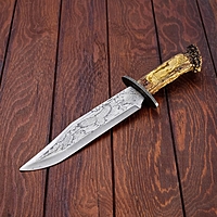 Сувенирный нож с орлами, подставка в виде рогов лося, 35 см