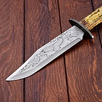 Сувенирный нож с орлами, подставка в виде рогов лося, 35 см