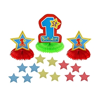 Бумажное украшение для стола "Мой первый день рождения", для мальчика, набор 3 шт. + звёздочки