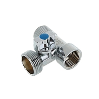 Кран шаровой "СТМ" 3-х проходной 1/2" х 3/4" х 1/2", хромированный