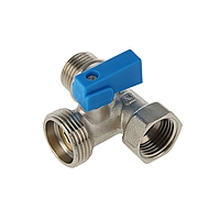 Кран шаровой "СТМ" 3-х проходной. 1/2" х 3/4" х 1/2", никелированный