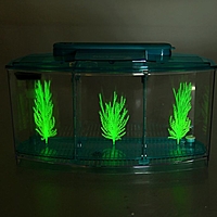 Аквариум-отсадник трехсекционный с подсветкой и светящимися растениями, голубой, 1,5 л