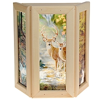 Абажур деревянный "Лоси" со вставками из стекла с УФ печатью, 33х29х12см