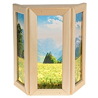 Абажур деревянный "Одуванчики" со вставками из стекла с УФ печатью, 33х29х12см