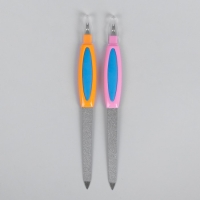 Пилка-триммер металлическая для ногтей, прорезиненная ручка, 16см, цвет МИКС