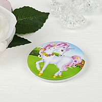 Зеркало складное "Единорог", круглое, без увеличения, двустороннее, d=7,5см, цвет МИКС