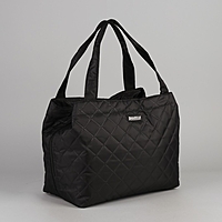 Сумка дорожная стёганая, 3 отдела на молниях, цвет чёрный