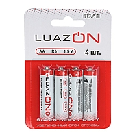 Батарейка Солевая  Luazon Super Heavy Duty, АА, R6, блистер, 4 шт.