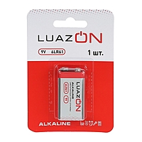 Батарейка Алкалиновая  Luazon, 6LR61, 9V, блистер, 1 шт.