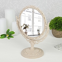 Зеркало настольное "Ажур", круглое, двустороннее, с двукратным увеличением, d=12,2, цвет бежевый