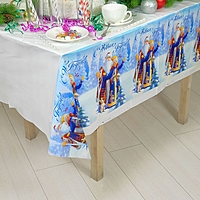 Cкатерть "С Новым годом!"Дед мороз и Снегурочка , 182 х137см