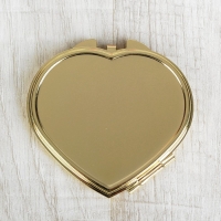 Зеркало складное, в форме сердца, без увеличения, двустороннее, цвет золотой