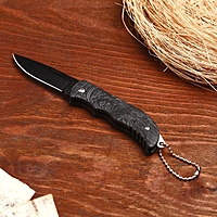 Нож складной с пластик. черной рукоятью "Смерть с косой",15 см, цепочка