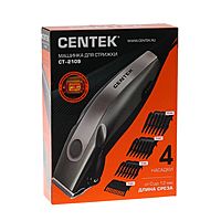 Машинка для стрижки Centek CT-2109, 12 Вт, 3/6/9/12 мм, нерж. сталь, от сети, серая