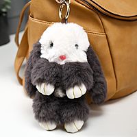 Подвеска на кольце "Крольчонок серо-белый" 18 см